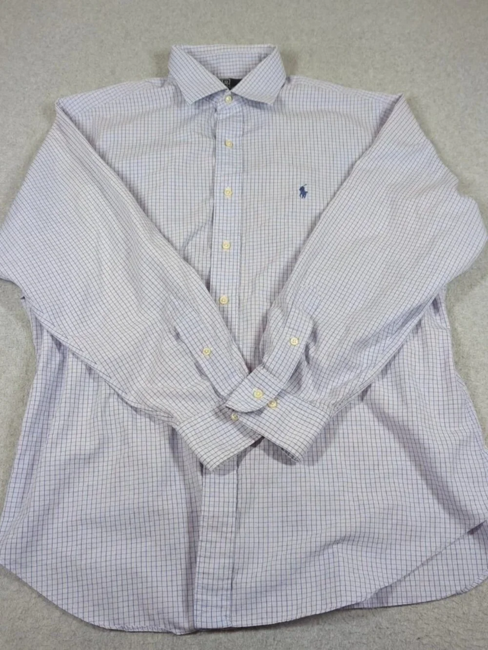 Vtg Polo Ralph Lauren Philip Shirt Men's 17 34/35 Gingham Check Dress Button Up
